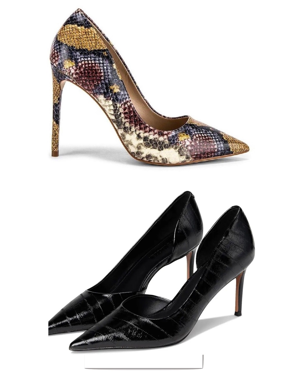 (Lot X 2) STEVE MADDEN Faux Snakeskin Stiletto Pumps-Tan( Multi)/Black-Size 6.5
